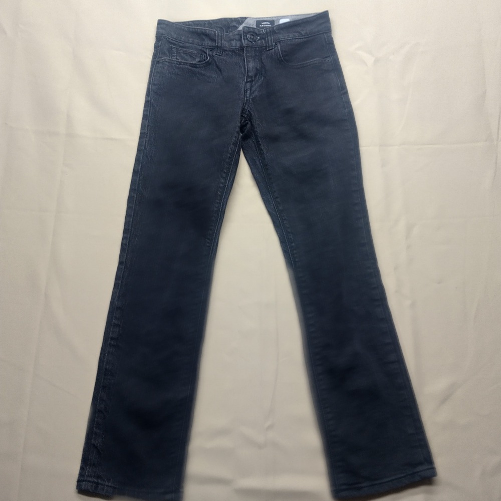 Volcom Vorta Slim Straight Jeans Mens 26 Dark Wash Black Denim Pants - Picture 3 of 8